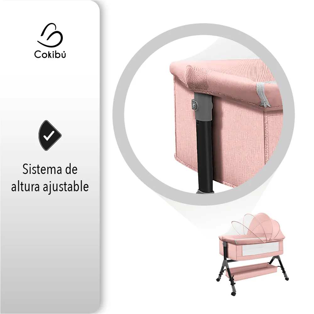 Vista 3 de CUNA COLECHO CON COLCHONETA PARA BEBE GRIS